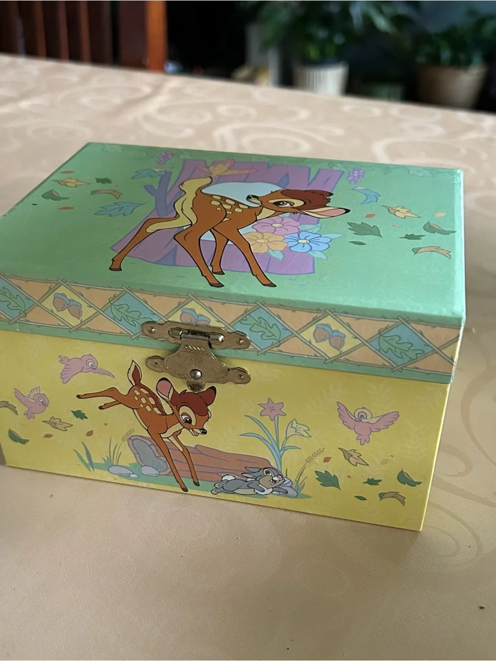 New - Vintage Disney Bambi Wind-up Musical Jewelry Box